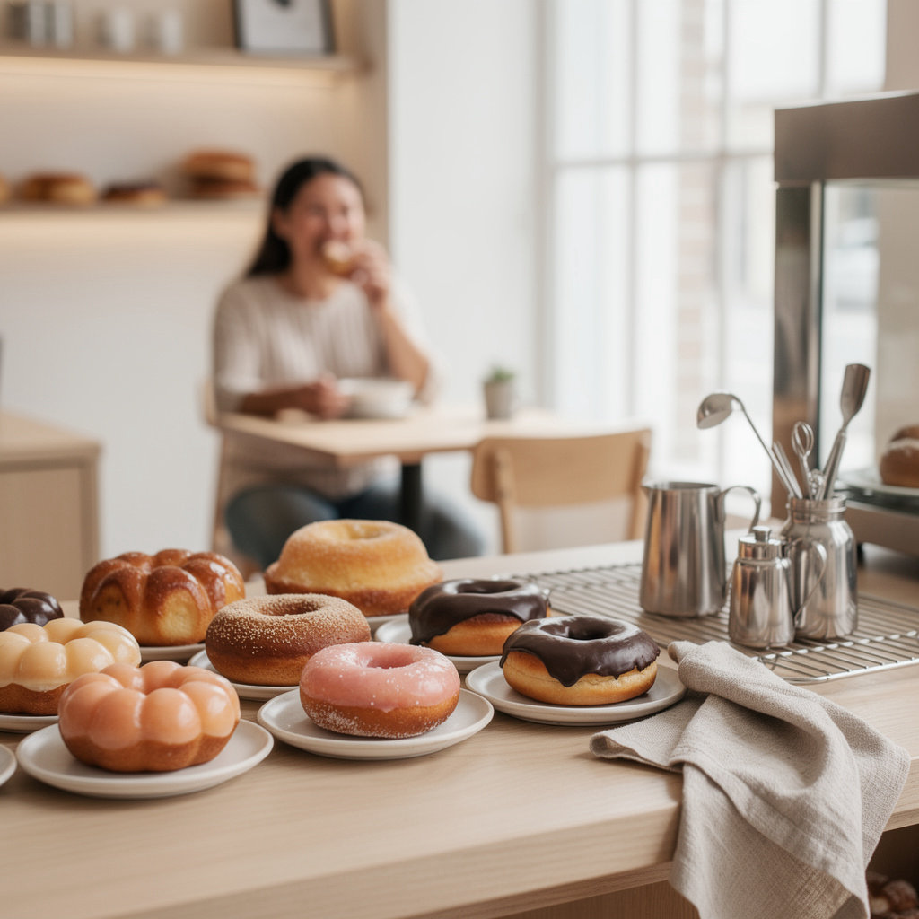 Kin Bakeshop's signature mochi and brioche donuts displayed in Santa Barbara